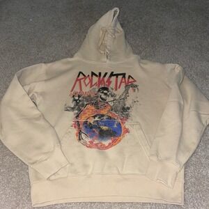 Rockstar Original World on Fire Tour 1987 Hoodie Tan Mens Medium Skeleton